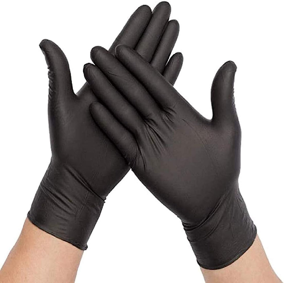 Disposable Nitrile Gloves, 4mil Black, Large (100/box)
