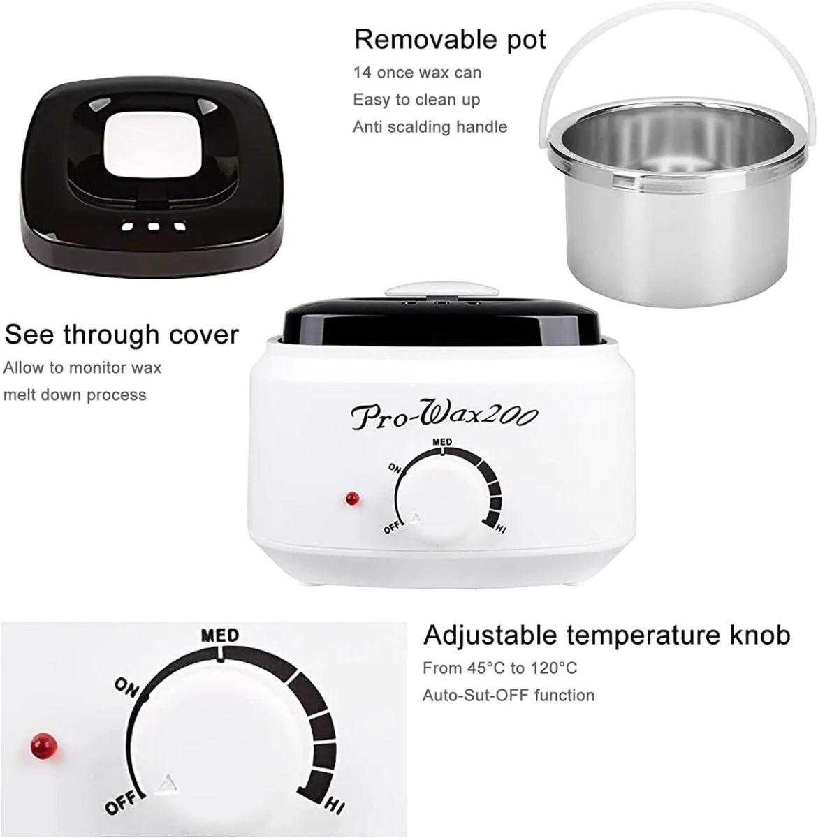 Pro-Wax 200 Adjustable Temperature Single Wax Pot Warmer