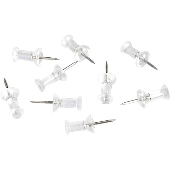Push Pins - Clear Steel Point (100 Count)