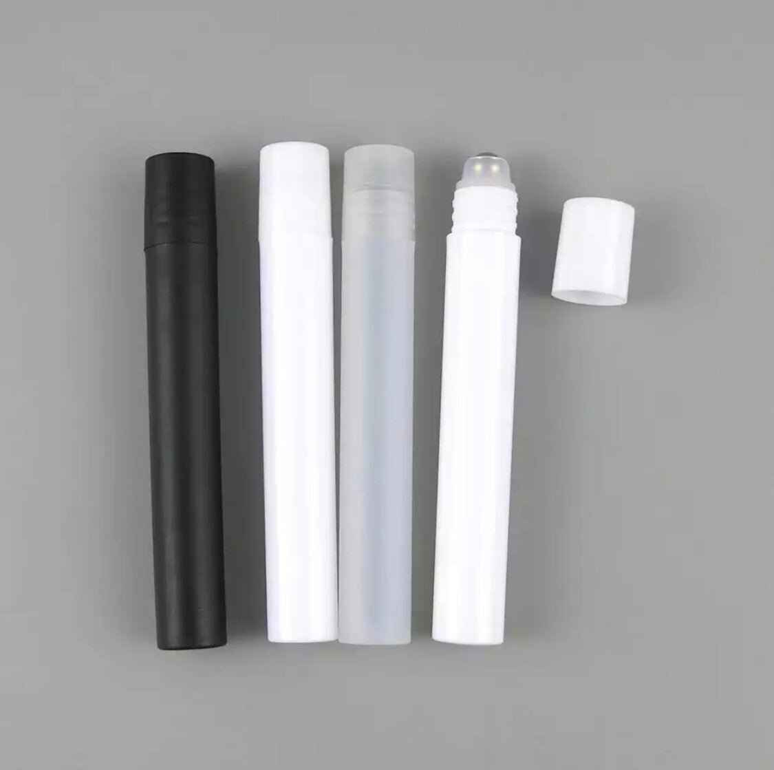 Roller Ball Bottles - Stainless Steel Ball | White | 10 mL | Pack of 6 - Beauty Pro Supplies Canada