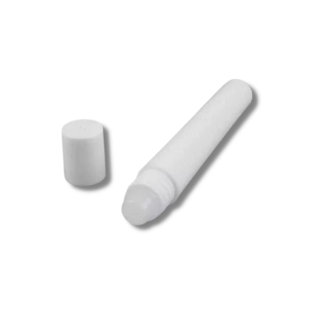 Roller Ball Tube Packaging, 10ml White, Stainless Steel Ball, Pack of 6