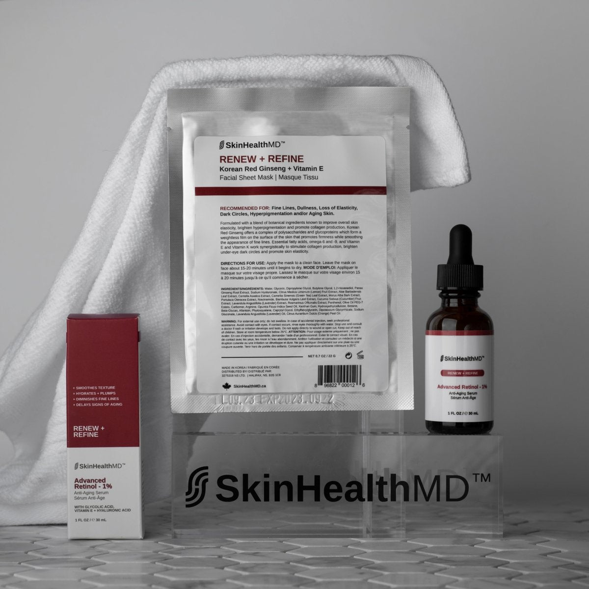 SkinHealthMD Renew + Refine Facial Sheet Mask | Korean Red Ginseng + Vitamin E - Beauty Pro Supplies Canada