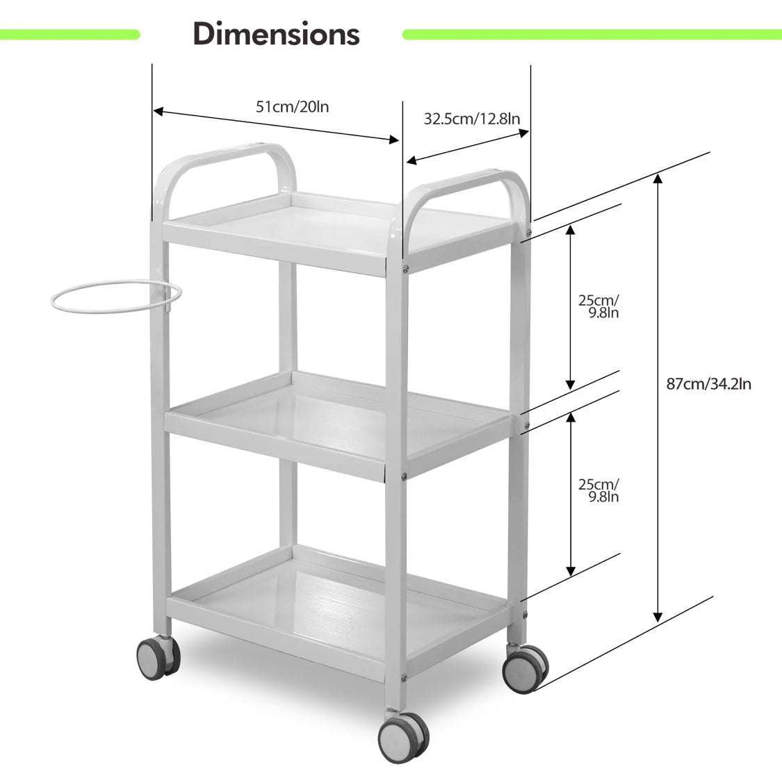 Spa Facial Trolley, White - Beauty Pro Supplies Canada