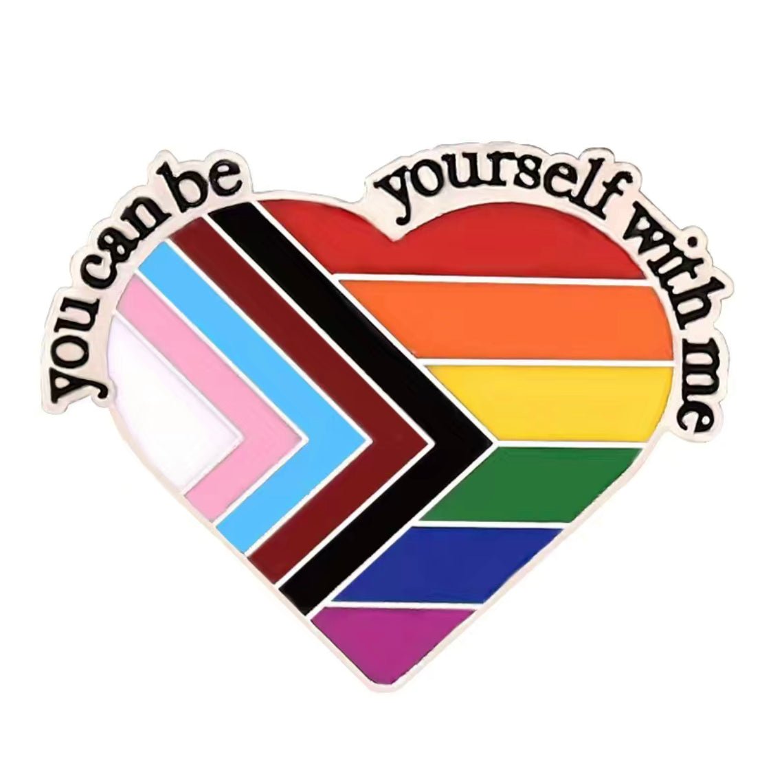 “You can be yourself with Me” Heart Pride Enamel Lapel Brooch Pin for Aestheticians - Beauty Pro Supplies Canada